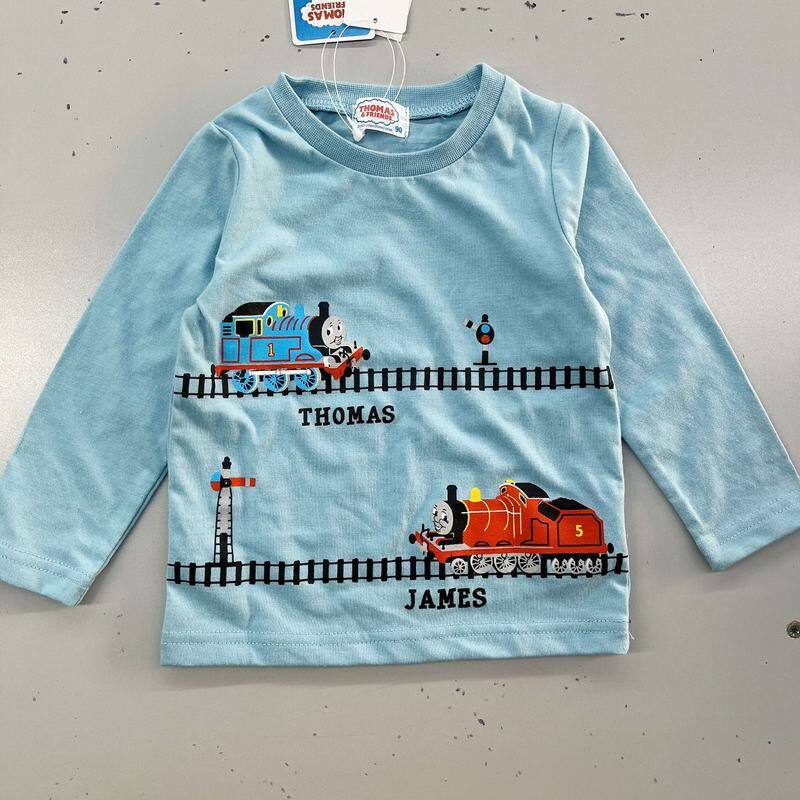 日单春秋新款日系现货男童棉汗布托马斯长袖T恤