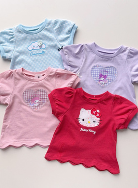 日系童装新品80-140女童短袖T恤上衣可爱卡通夏季婴儿中小童ins