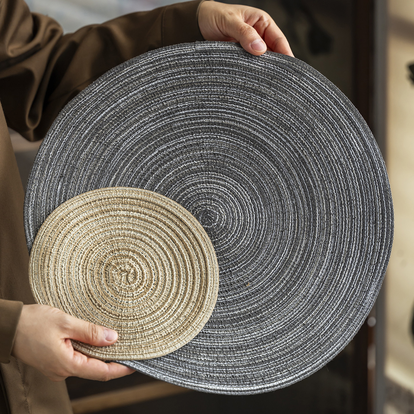日式苎麻餐垫隔热垫螺纹圆形餐垫杯垫手工编织茶垫杯垫壶垫高级感,餐饮具,餐垫,淘宝优惠券,粉丝福利购,淘宝优惠卷