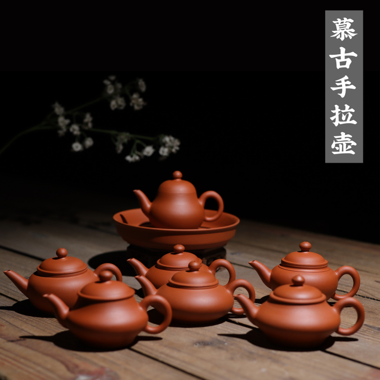 潮州传统手艺手拉壶原矿鸡蛋黄薄胎梨形壶全手工潮汕功夫茶具小品