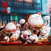 中号 千客万来招财猫摆件陶瓷储钱罐 创意 日本正品 开业 礼品