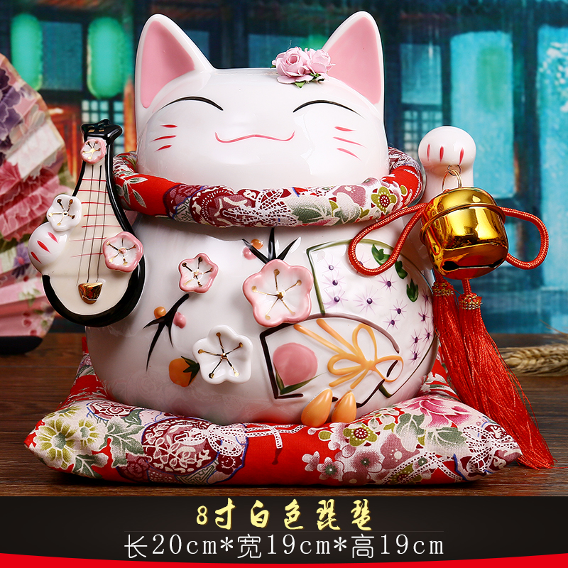 招财猫摆件 大号陶瓷储蓄罐存钱罐日本创意居家店铺开业礼品