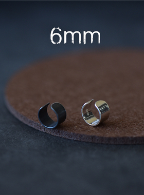 6无束手工纯银耳夹耳骨夹小众日韩情侣黑色潮朋克单只银饰银色光