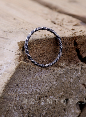 夕阳下的萤火虫纯银做旧乱麻戒指