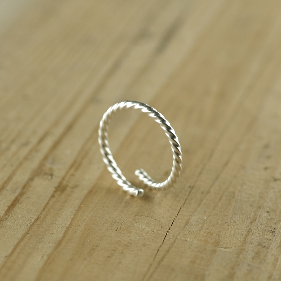 hugring手工纯银复古姐妹麻花绳