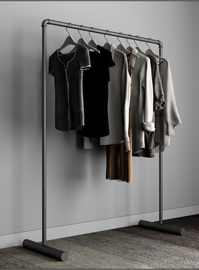 镀锌水管铁艺服装架展示架落地式单杆式女装店货架童装侧挂龙门架