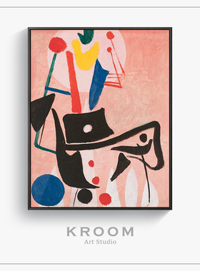 Max Ackermann 阿克曼 粉色现代抽象小众装饰画北欧玄关艺术挂画