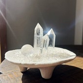 平衡 消磁盏 「纯净 」天然白水晶洞石家居摆件桌面石盏装 饰