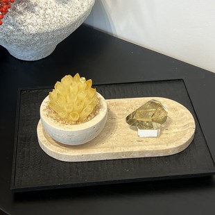 水晶聚宝盆天然水晶柱摆件招财玄关黄水晶洞石碗装饰家居摆件礼物