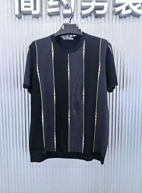 23XTX5031S5032S利家修身新款时尚修身短袖T恤男圆领针半袖针织衫