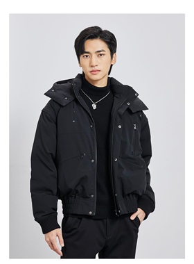Q2DRF0061Y利家新款休闲男装冬季连帽保暖防寒服羽绒服袖子可拆