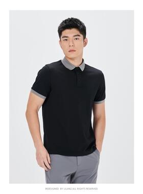 24XTX1013Y 1011Y利家男装夏季商务翻领纯色桑蚕丝短袖T恤男polo