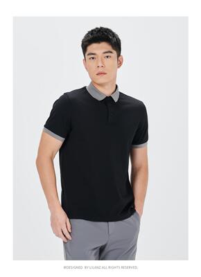 24XTX1013Y 1011Y利家男装夏季商务翻领纯色桑蚕丝短袖T恤男polo