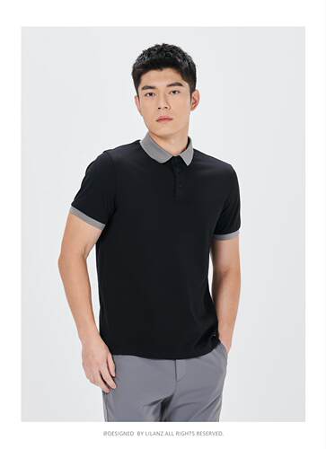24XTX1013Y 1011Y利家男装夏季商务翻领纯色桑蚕丝短袖T恤男polo