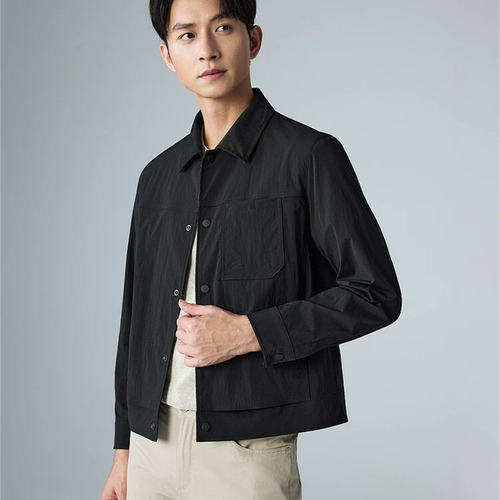 G6CJK7042Y 利家男装春季新款商务翻领黑色休闲夹克外套