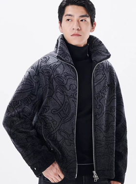 23DZP0051利家冬时尚休闲保暖帅气立领颗粒皮草毛柔软夹克外套男