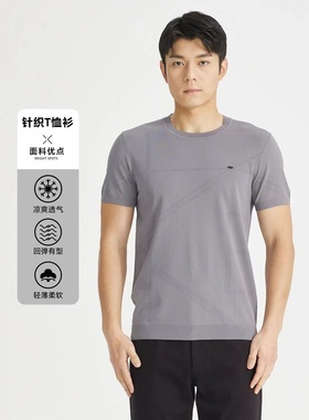 利家2024年商务休闲短袖T恤男圆领针织衫Q4XTX5031S 5032S 5033S