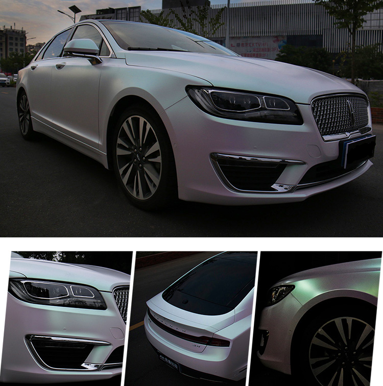 汽车改色膜整车渐变亚光金属曙光白变色龙贴膜全车内外饰装饰贴纸