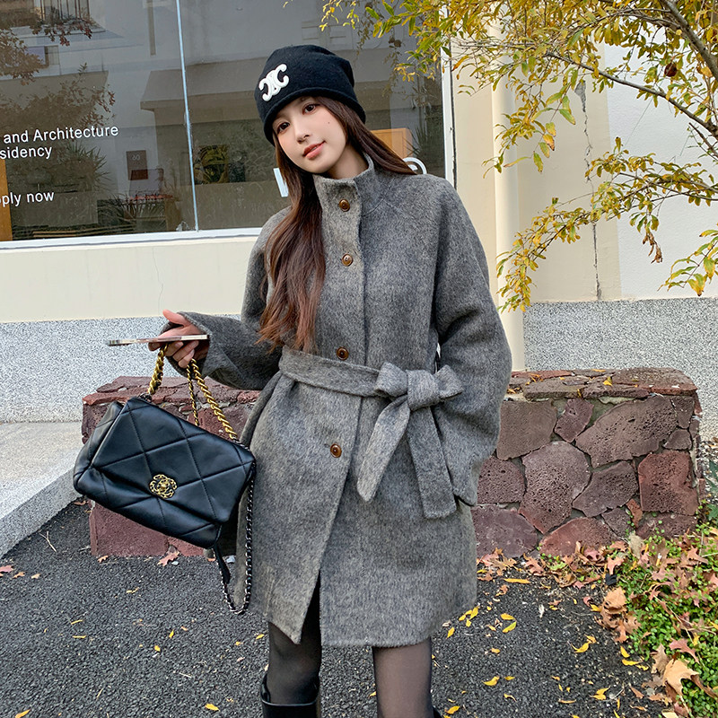 五十而立『南城旧巷』小个子中长款双面绒大衣全羊毛毛呢外套立领