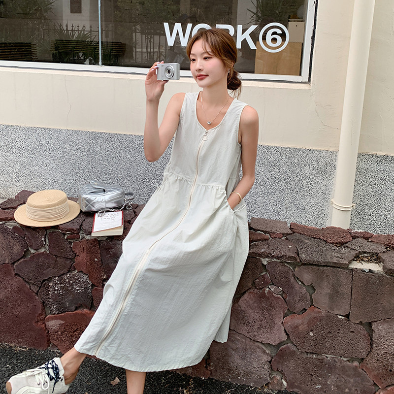 简单大方的无袖连衣裙女夏季2025新款小个子设计感休闲工装背心裙,女装连衣裙,浙宝289
