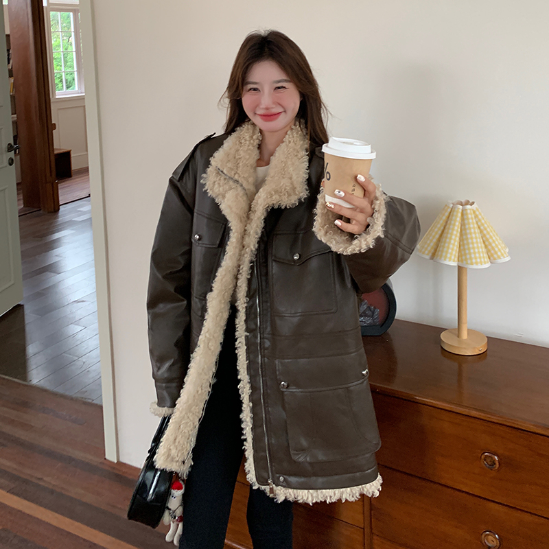 现货！皮衣羊羔毛外套289-6900-P225K328，女装毛呢外套，浙宝289