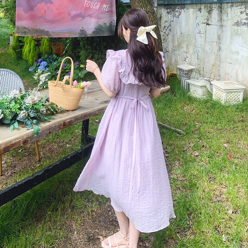 现货！香芋紫娃娃领连衣裙289-A526-115控168,女装连衣裙,浙宝289