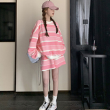 盐甜系穿搭条纹卫衣套装女2025春秋季新款小个子学院风休闲两件套，女装套装/套裙，浙宝289