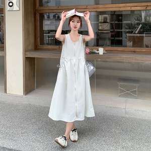 简单大方的无袖连衣裙女夏季2025新款小个子设计感休闲工装背心裙图片