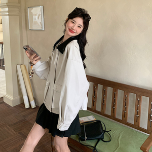 女厚款常规款翻领耐脏短款短外套显瘦休闲法式千金风春秋小个子图片