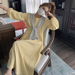 【秋上新】显白柠檬黄连衣裙（送披肩）289-6811-P125控178图片