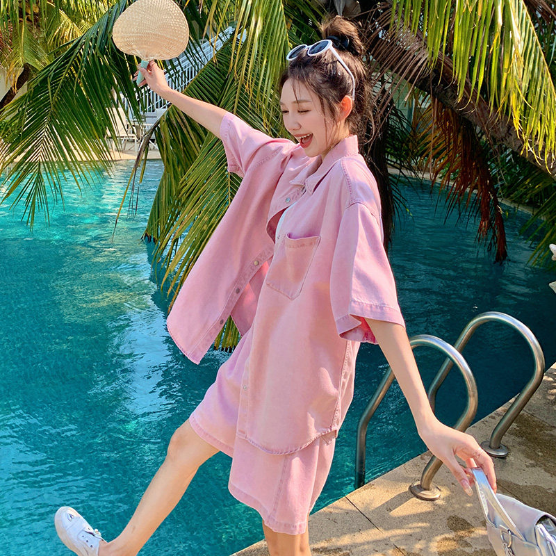 【上新】天丝牛仔衬衫套装289-6871-P135控188,女装套装/套裙,浙宝289