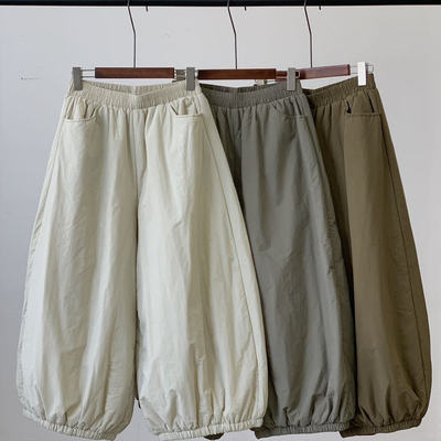 慵懒高腰阔腿束脚灯笼棉裤长裤女