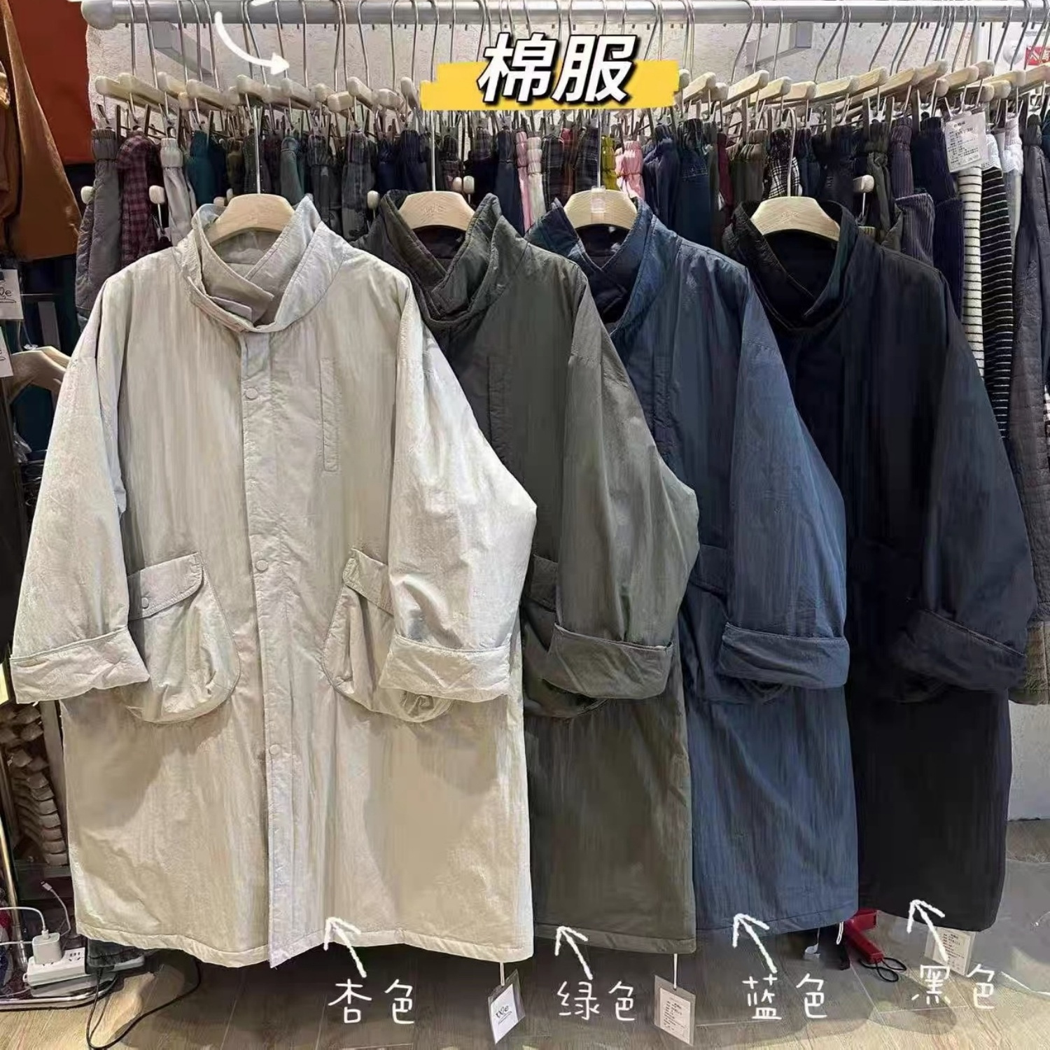 胖mm慵懒风立领加厚长款棉服外套