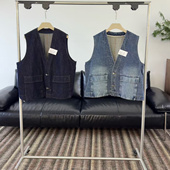 becabeau女A6756秋韩版 胖mm慵懒风复古百搭牛仔外搭马甲 宽松大码