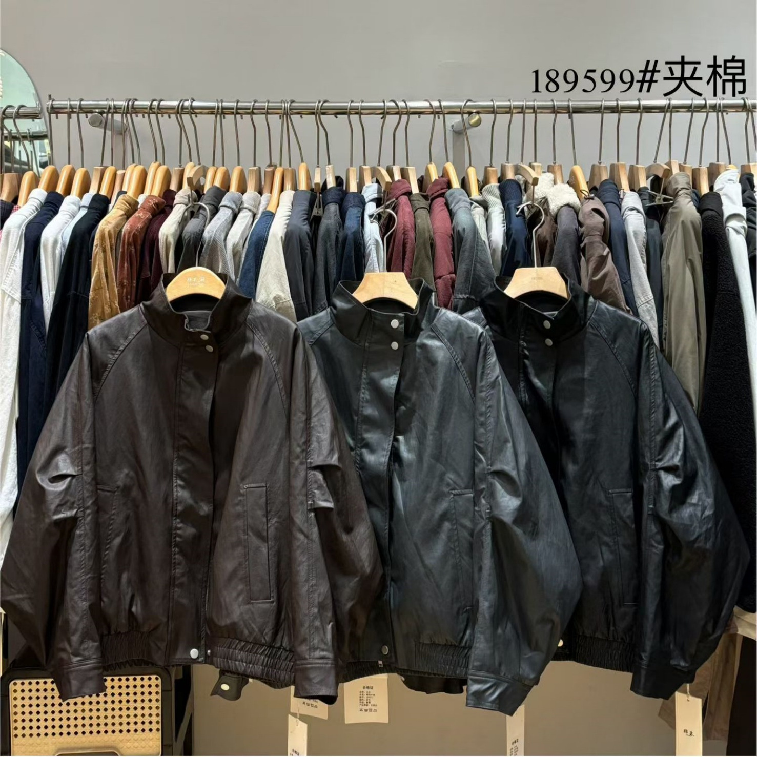 胖mm慵懒松弛风立领加棉皮衣外套