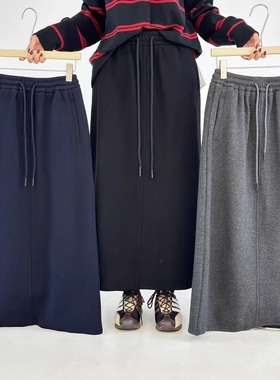 becabeau女86917冬松紧高腰韩版宽松大码胖mm休闲加绒加厚半身裙