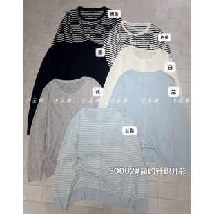 胖mm慵懒休闲风简约圆领针织开衫 宽松大码 韩版 小王家女50002春季