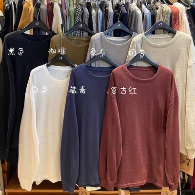 胖mm慵懒风休闲百搭长袖T恤上衣