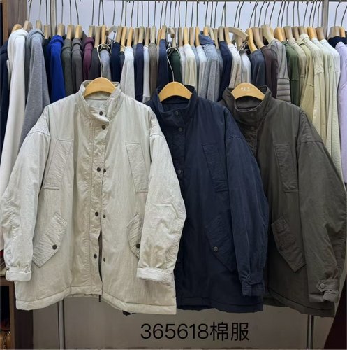 胖mm慵懒松弛风立领风衣棉服外套