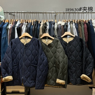 非本女装189630冬季韩版宽松大码胖mm慵懒松弛风菱格加棉棉服外套