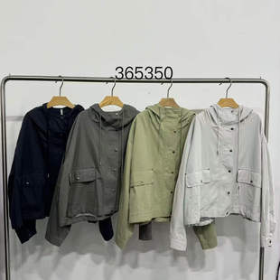 非本365350秋季新款韩版宽松大码胖mm休闲慵懒风短款连帽风衣外套