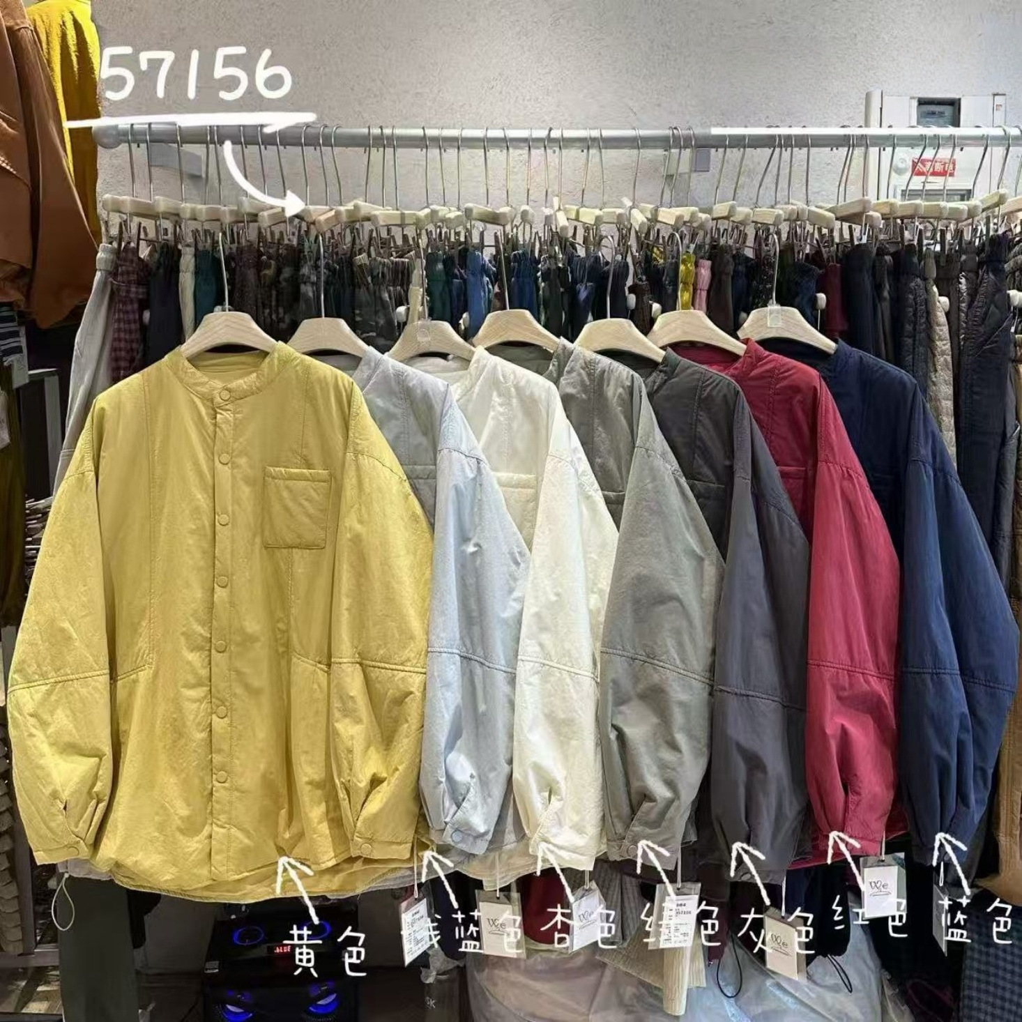 胖mm慵懒松弛风圆领纯色棉服外套