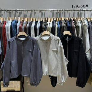 非本189560秋季新款韩版宽松大码胖mm休闲慵懒风立领卫衣拉链外套