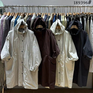 非本女装189396秋季宽松大码胖mm休闲慵懒风简约连帽长款风衣外套