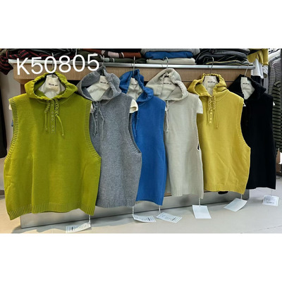 胖mm休闲风连帽套头针织背心马甲