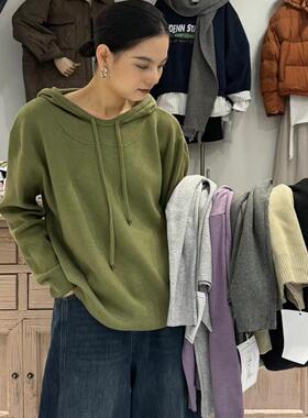 幕茄50526冬韩版宽松大码胖mm休闲百搭显瘦连帽针织打底外穿毛衣