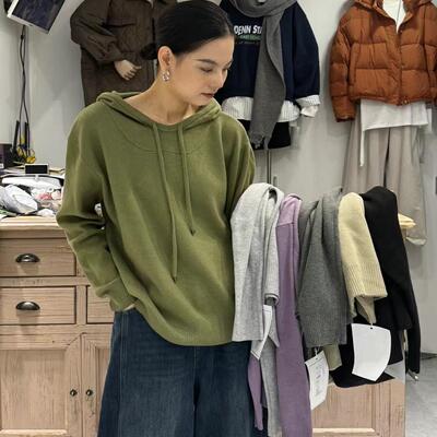 休闲显瘦连帽针织打底外穿毛衣