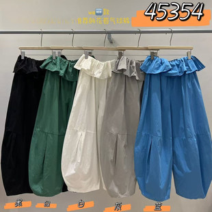 WE女45354夏季新款韩版宽松大码胖mm休闲设计感假两件花苞气球裤