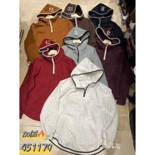 胖mm慵懒休闲风百搭连帽撞色加绒卫衣 宽松大码 WE女装 451179冬韩版