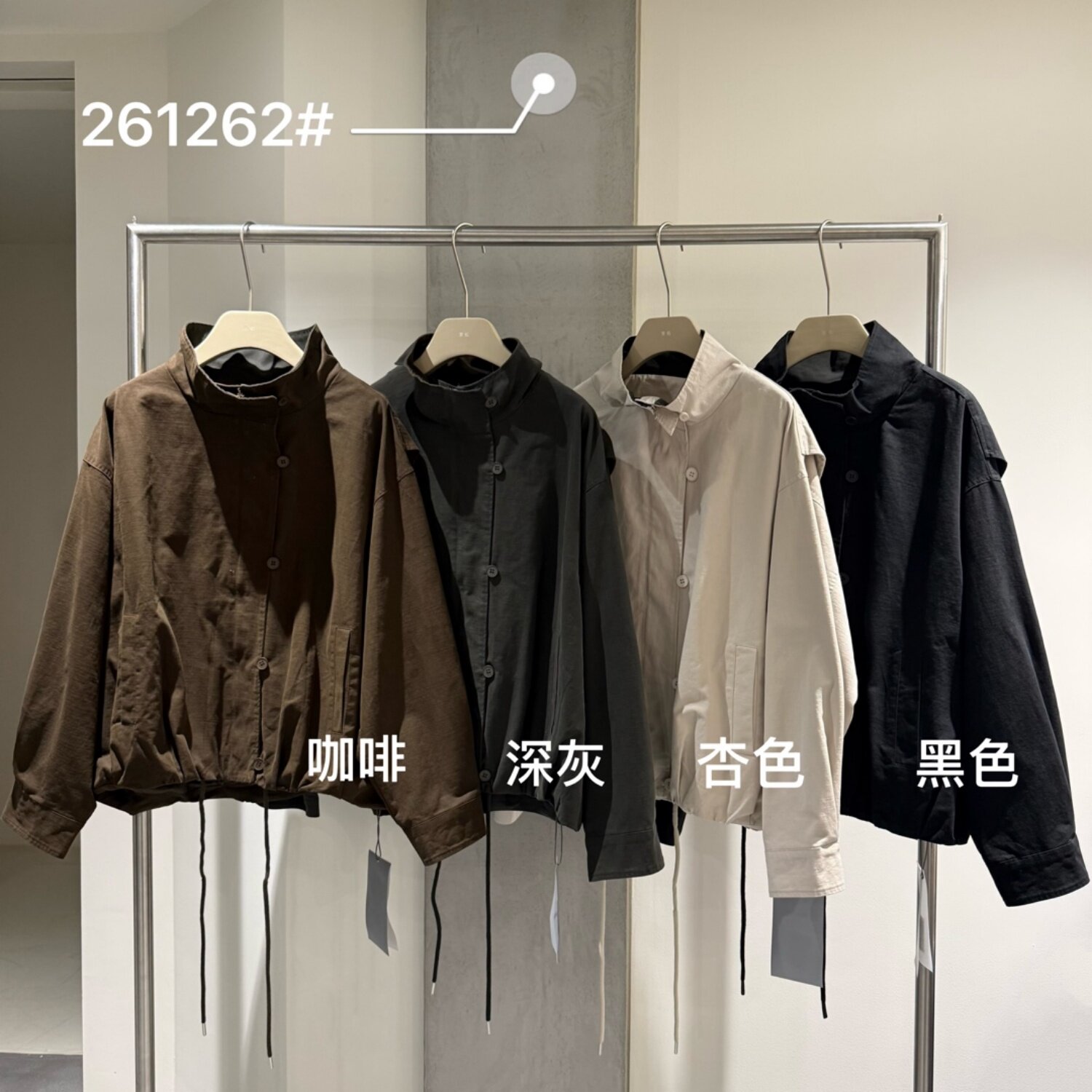 胖mm慵懒休闲风百搭立领抽绳外套图片
